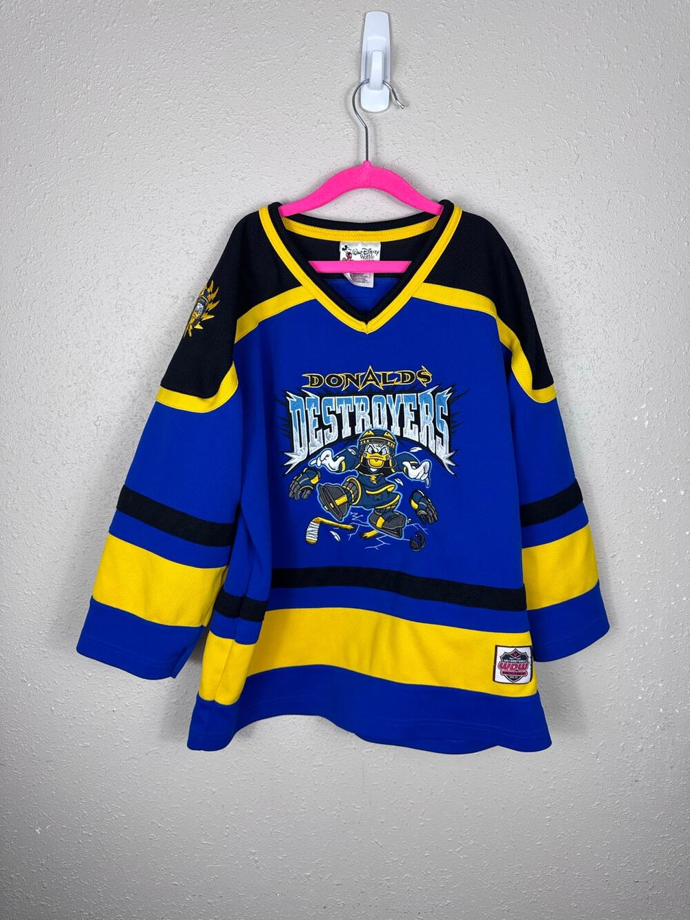 Vintage Disney Donald's Destroyers Youth Hockey Jersey Size L (10/12)